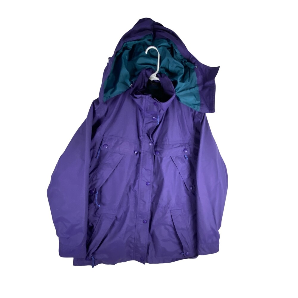 Vintage REI Gore Tex Jacket Womens XL Purple Hooded Ski Shell Waterproof 90s